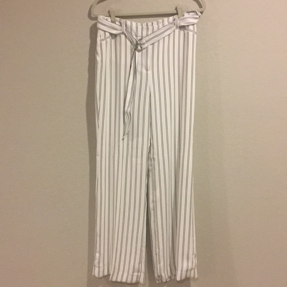 Wide leg black and white stripped pants